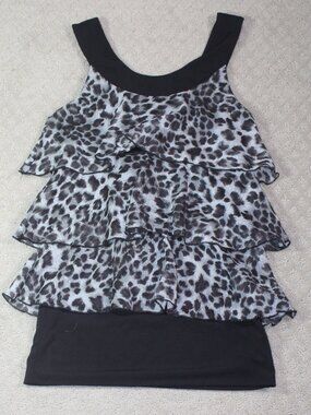 Fleurish Size S Sleeveless Black Grey Layered Top